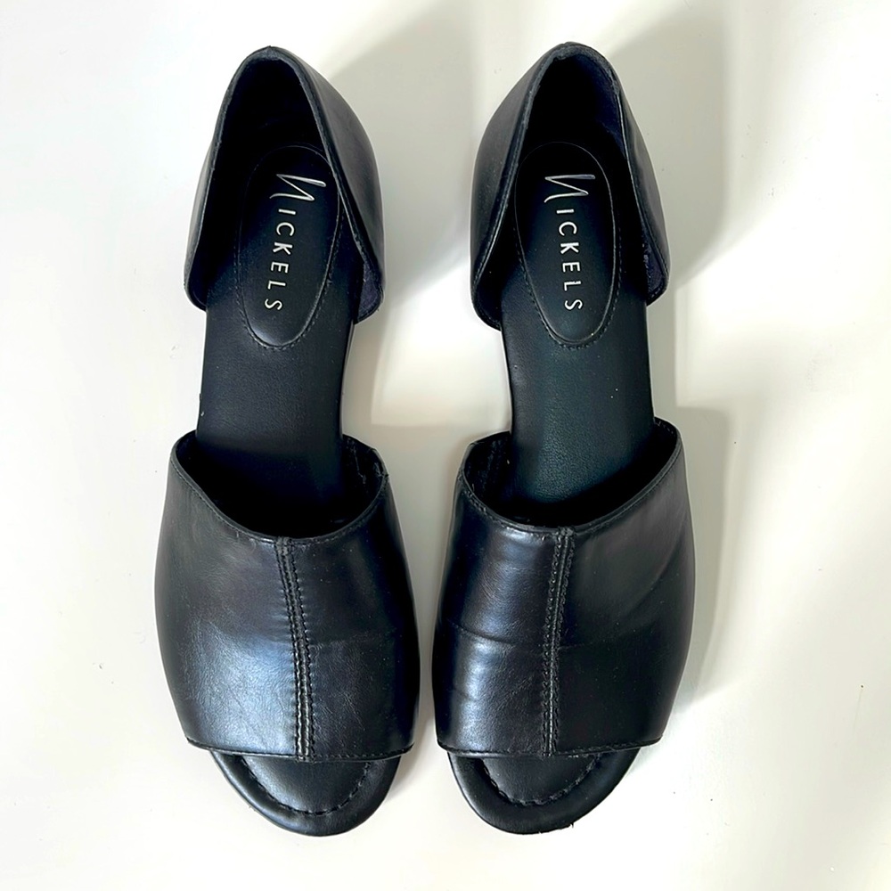 Nickels Black Open Toe Flat Shoes
